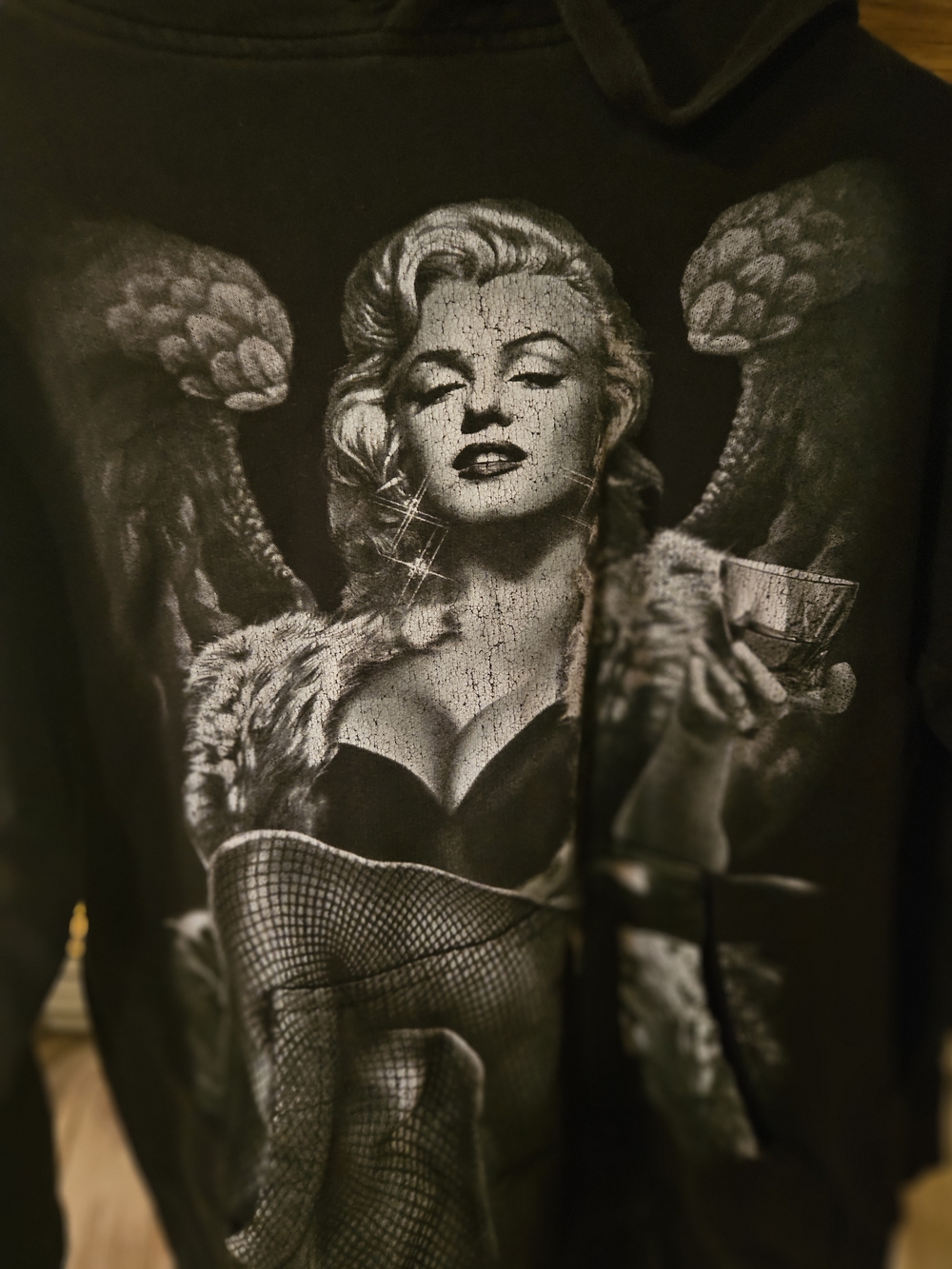 Marilyn Monroe Black Graphic Hoodie Angel Print - Picture 2 of 8